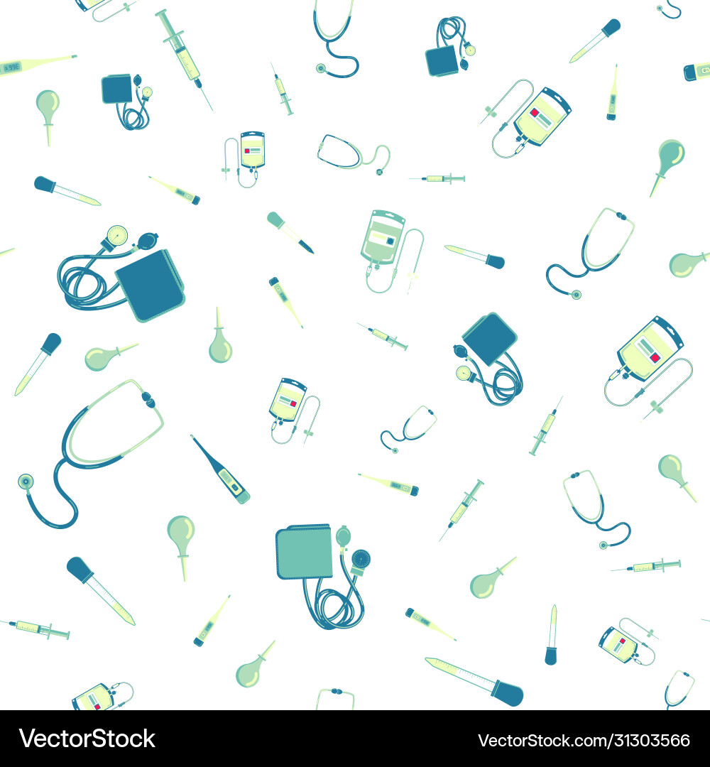 Seamless pattern with tonometer thermometer Seamless pattern with tonometer thermometer vector image