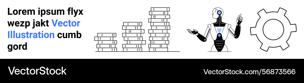 Stacked coins robot with data interface and gear Stacked coins robot with data interface and gear vector image