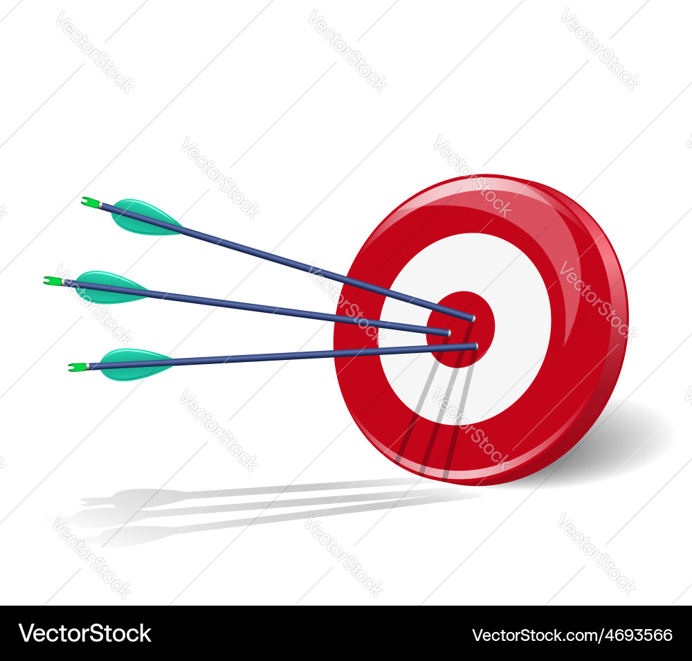 Three Arrows Targeting a Red Circle vector image