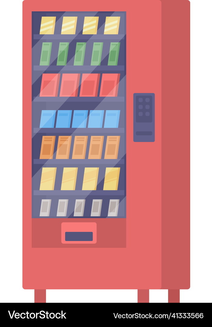 Vending machine with snacks semi flat color item Vending machine with snacks semi flat color item vector image