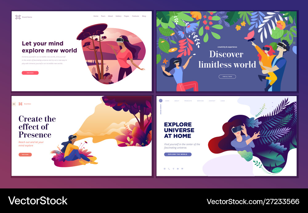 Web design templates virtual reality Web design templates virtual reality vector image