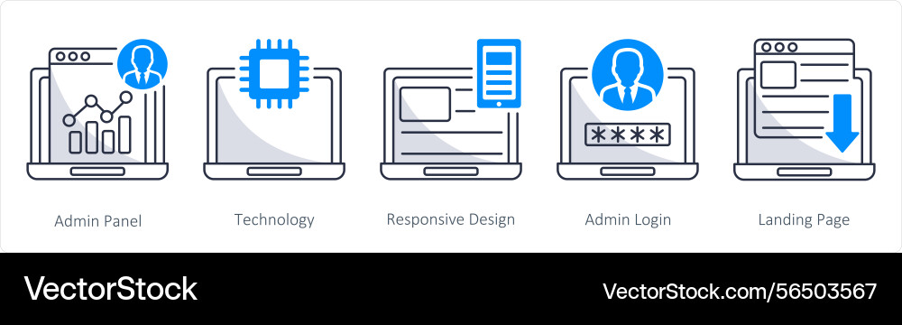 A set of 5 web design icons as admin panel vector image