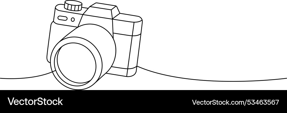 Camera with lens one line continuous drawing Camera with lens one line continuous drawing Vector Image