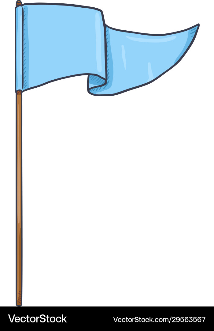 Cartoon waving blue triangle flag Cartoon waving blue triangle flag vector image