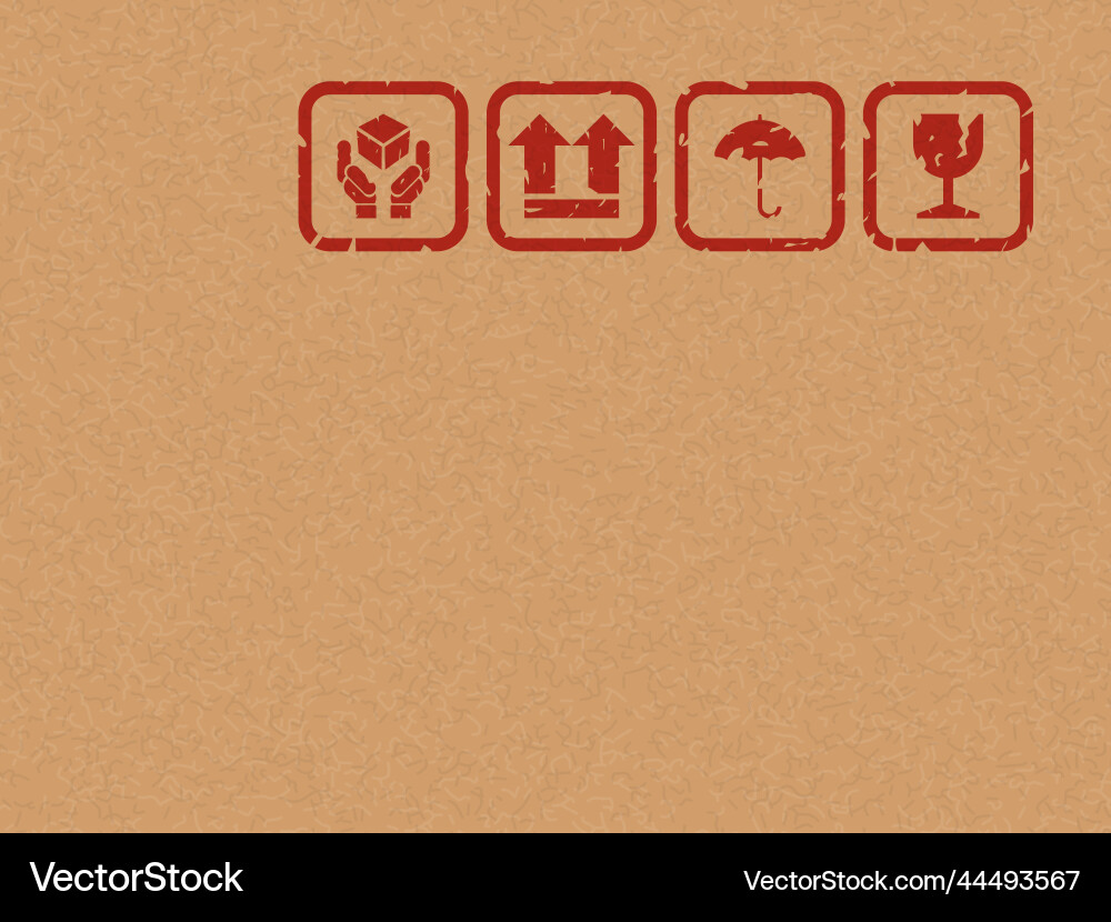 Close-up of Cardboard Box - Fragile Symbol Vector Image