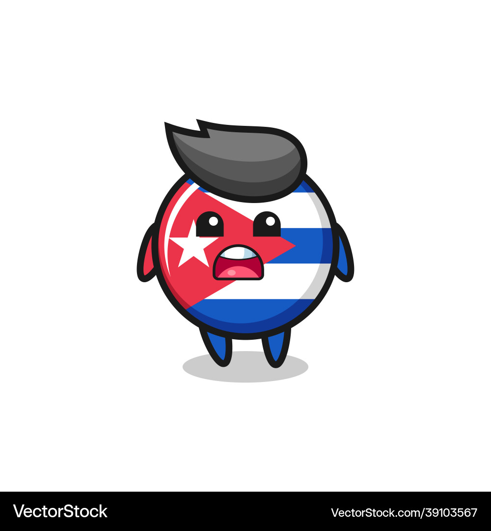Cuba flag badge with apologizing expression Cuba flag badge with apologizing expression Vector Image