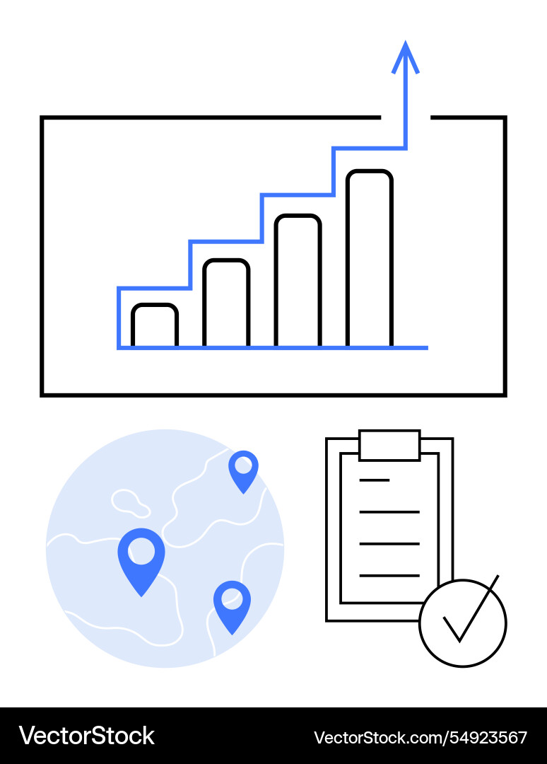Data visualization with growth chart location Data visualization with growth chart location vector image