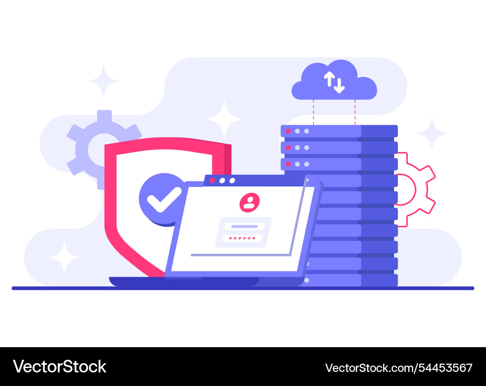Database protection cyber security data center Database protection cyber security data center vector image