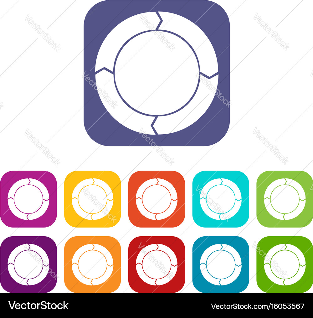 Diagram pie chart with arrows icons set vector image