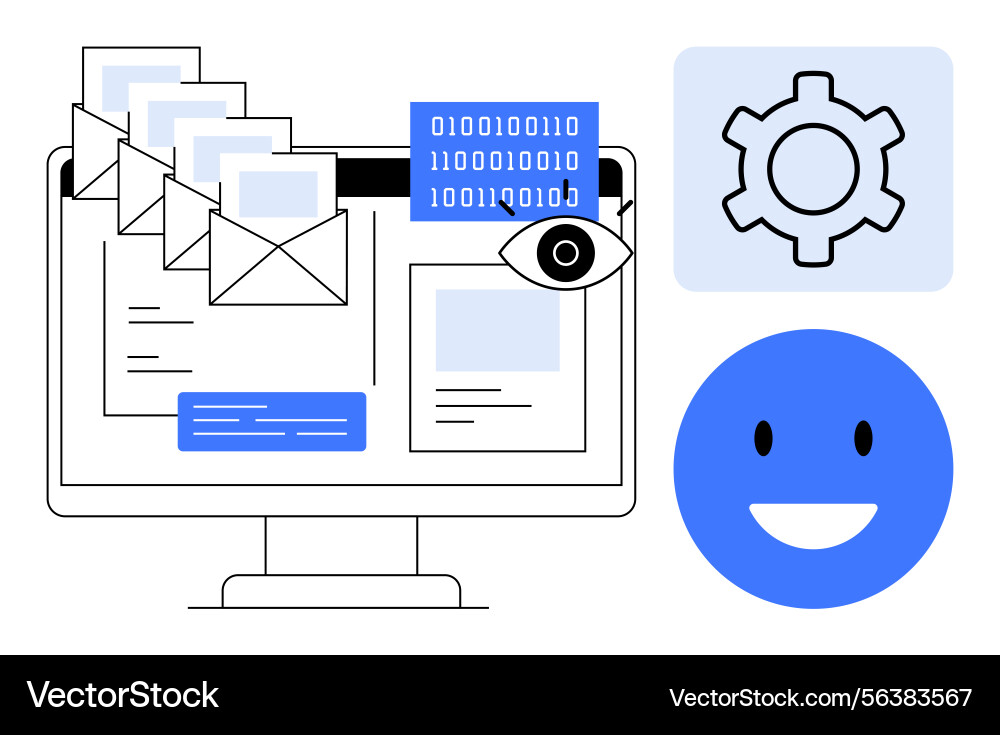 Digital communication and automation with emails Digital communication and automation with emails vector image