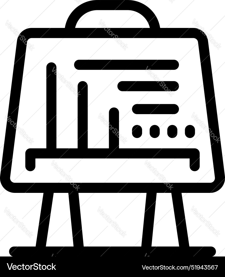 Flip chart showing growing bar graph icon outline Flip chart showing growing bar graph icon outline vector image