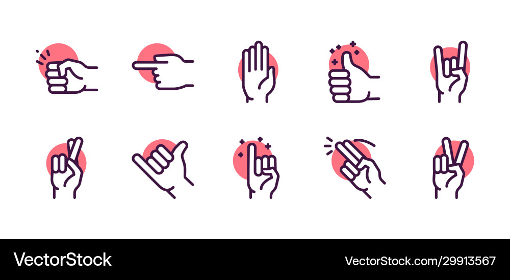 Gesture color linear icon set editable stroke Gesture color linear icon set editable stroke vector image