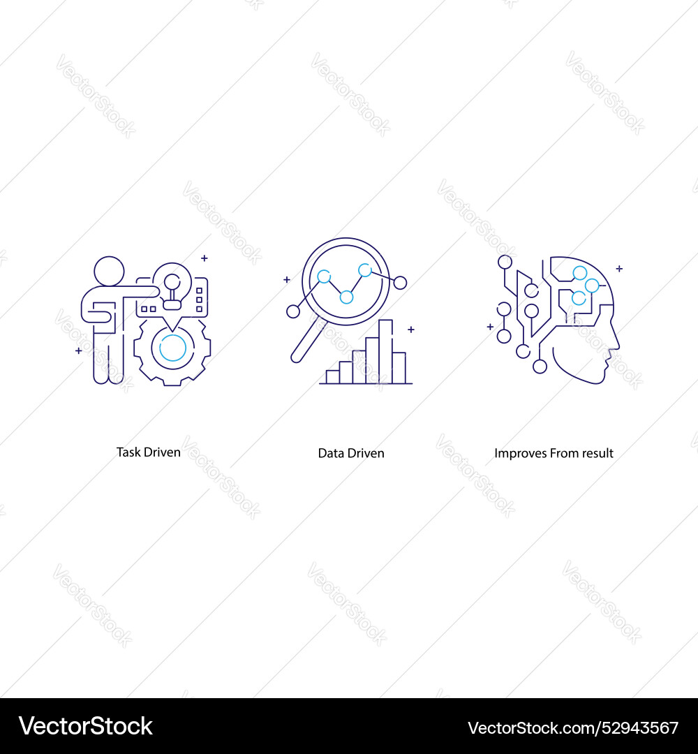 Machine learning solutions icon set with editable Vector Image