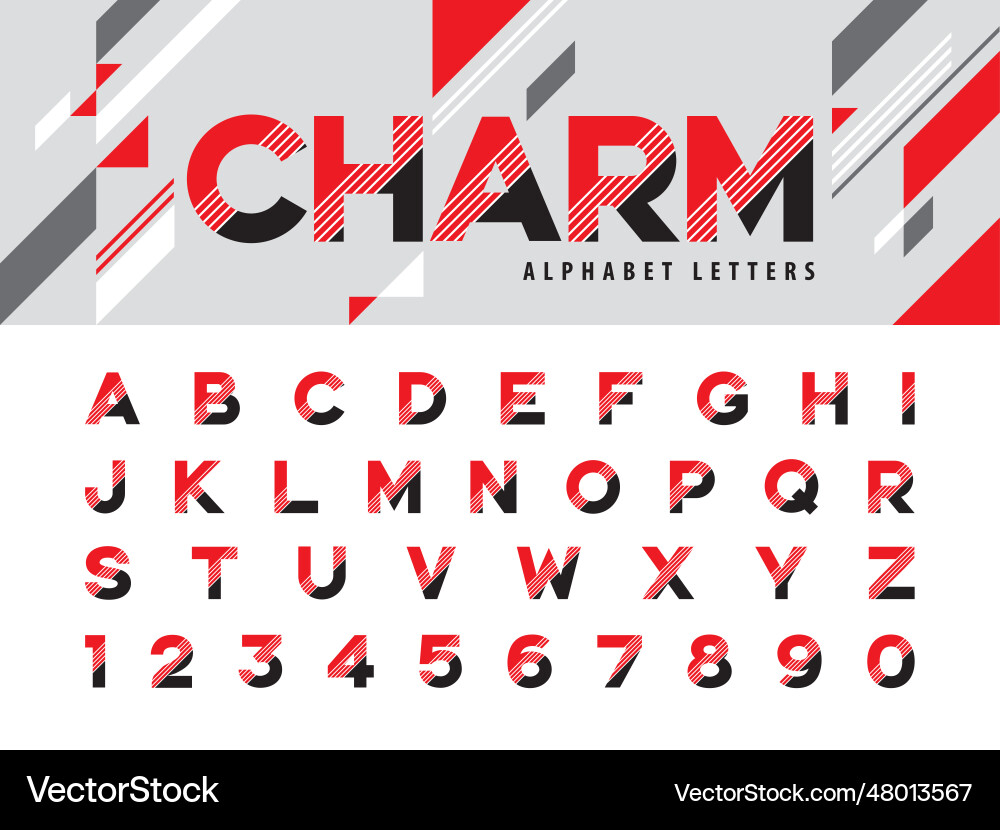 Modern alphabet letters and numbers linear Modern alphabet letters and numbers linear vector image