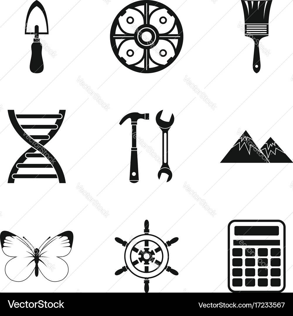 Past icons set simple style Vector Image