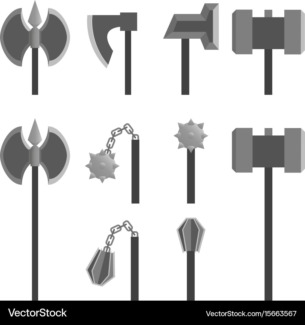 Rpg weapons - axes and hammers Vector Image