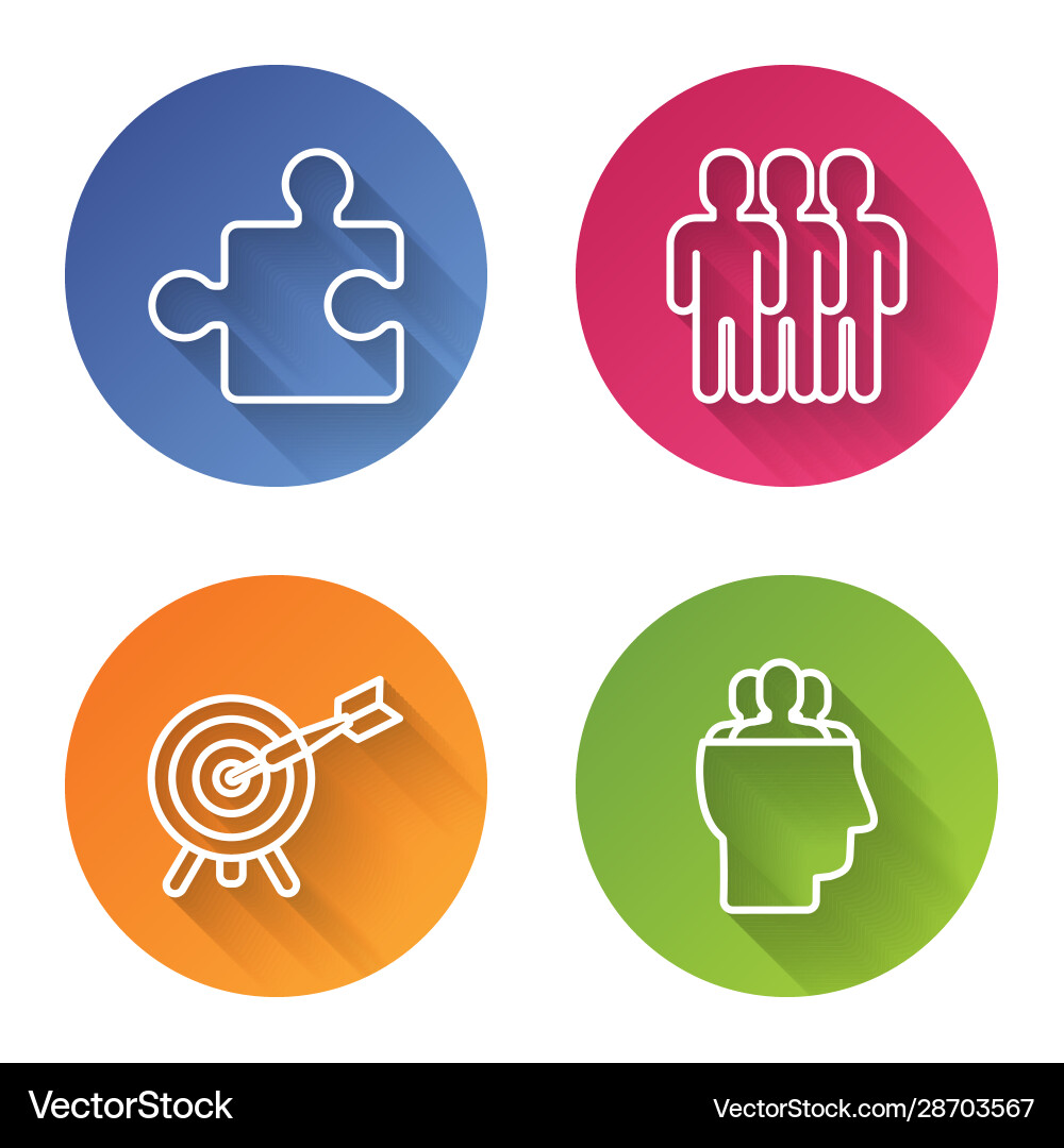 Set line piece puzzle users group target Set line piece puzzle users group target vector image