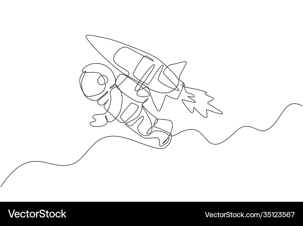 Single Line Astronaut in Space Vector Image