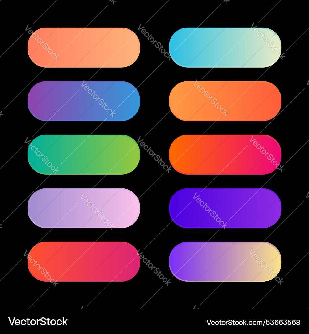 10 trendy gradient color combinations Vector Image