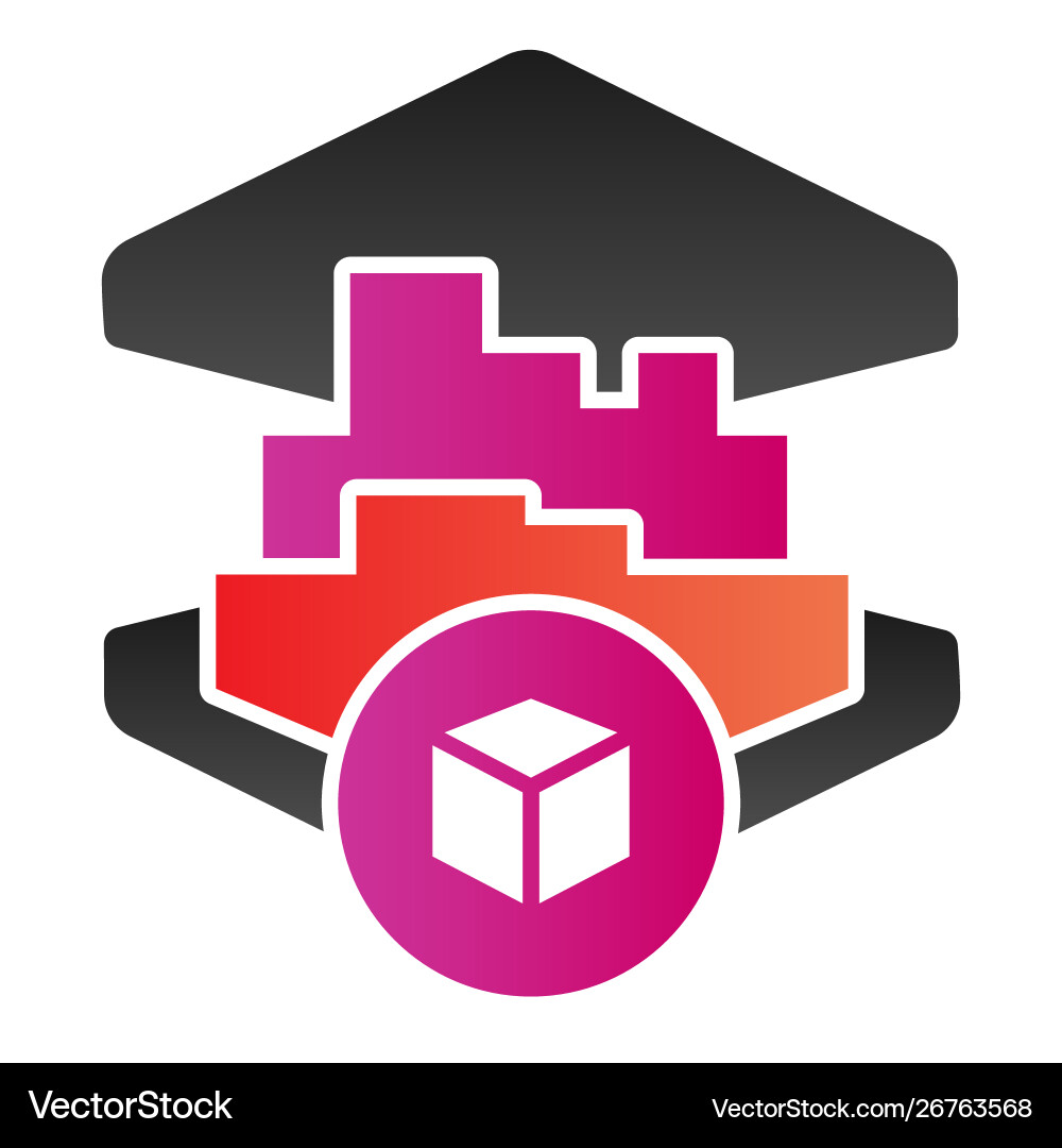 3d architecture print flat icon printing 3d architecture print flat icon printing vector image