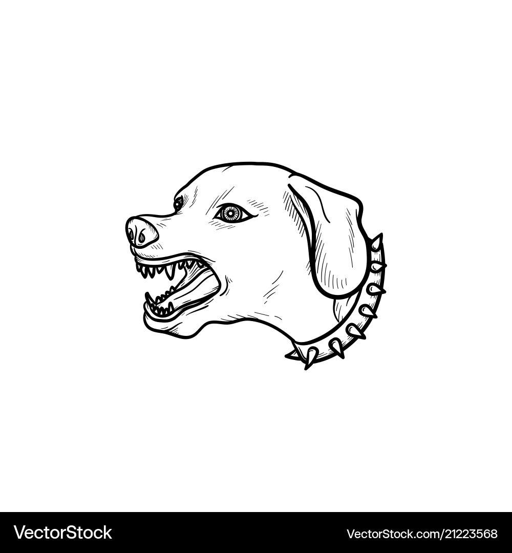 Angry dog with teeth hand drawn outline doodle Angry dog with teeth hand drawn outline doodle vector image