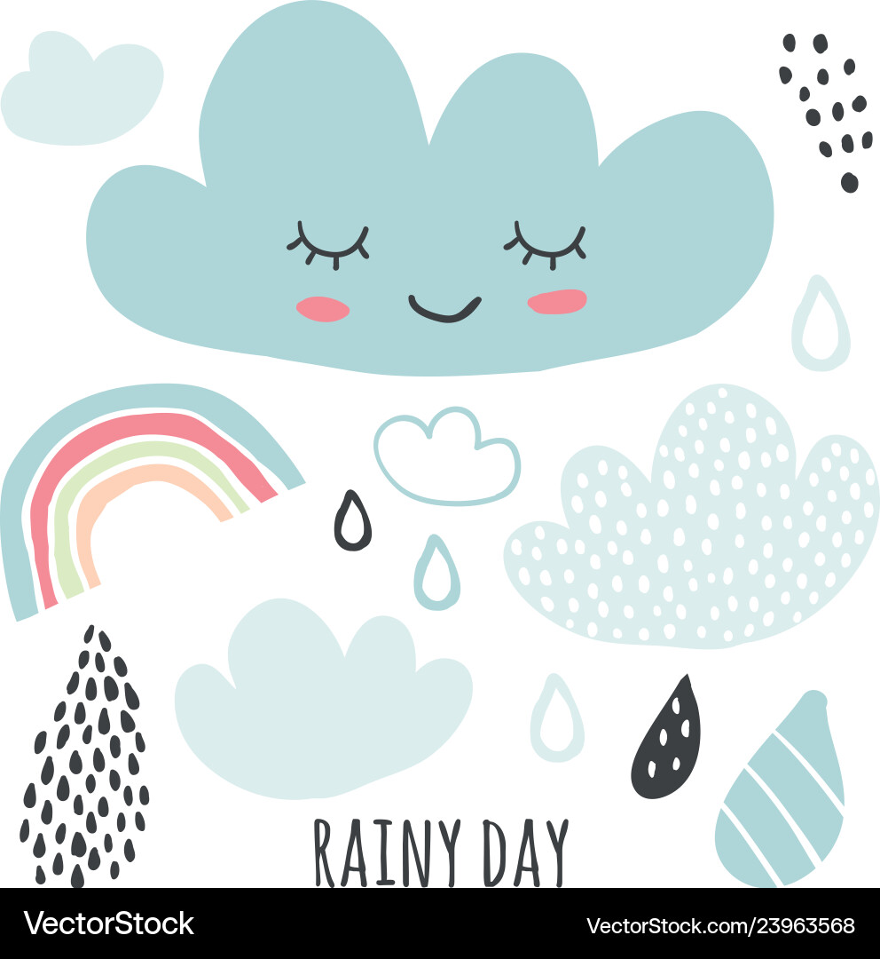 Background with cute smiling cloud Royalty Free Vector Image