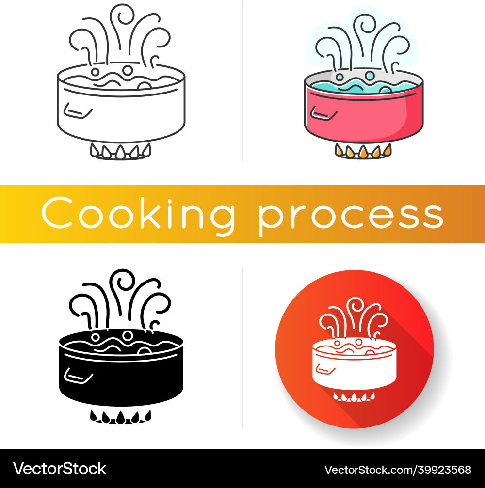 Boiling icon linear black and rgb color styles Boiling icon linear black and rgb color styles vector image