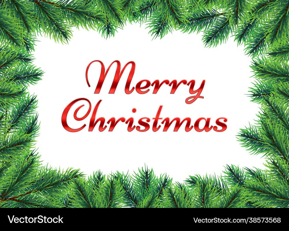 Christmas banner fir tree frame realistic green Christmas banner fir tree frame realistic green vector image