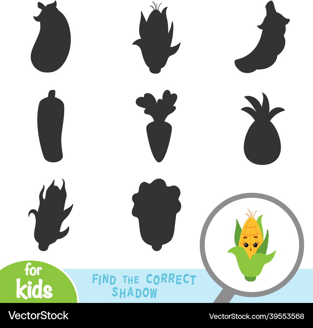Find the Missing Shadow - Corn Game vector image