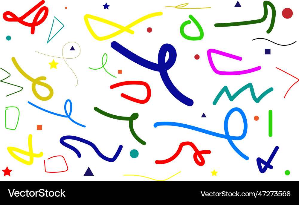 Fun colorful line doodle single patterns Fun colorful line doodle single patterns vector image