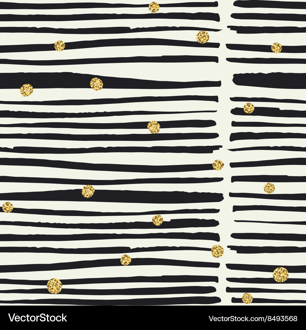 Golden Striped Pattern with Dots vector image