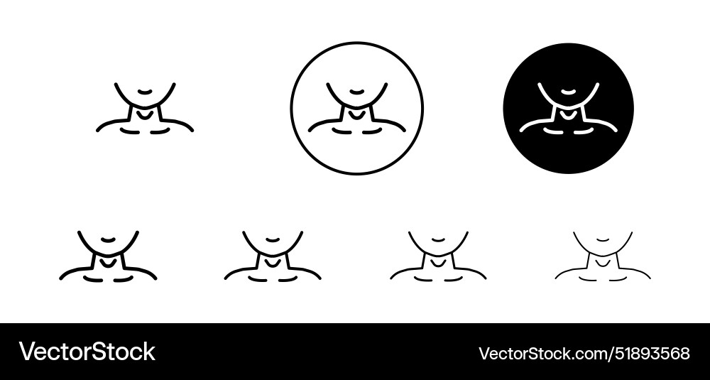 Human neck icon set collection outline Royalty Free Vector