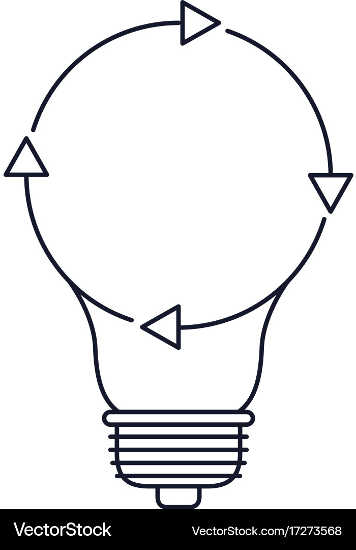 Light bulb with reload icon in monochrome vector image