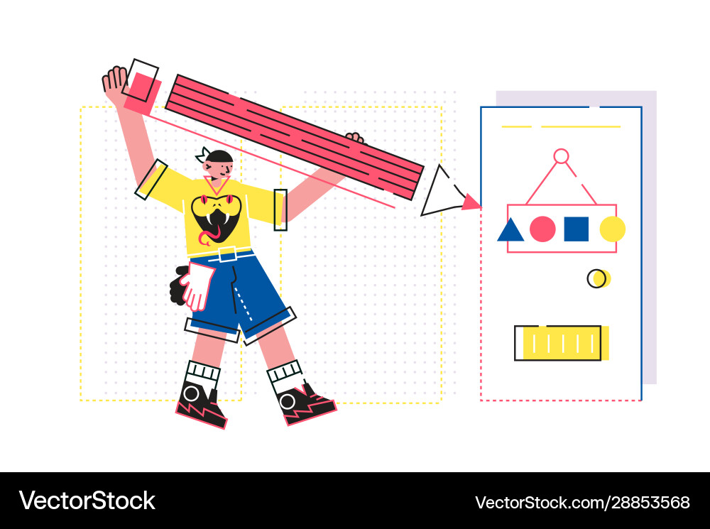Man creating project Man creating project vector image