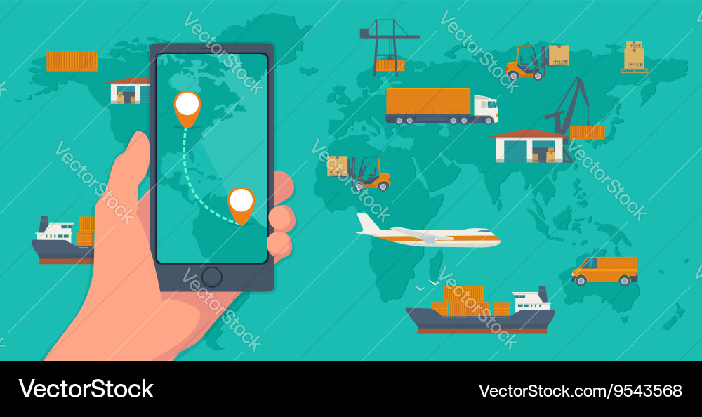 Phone with interface mobile app for cargo service Vector Image