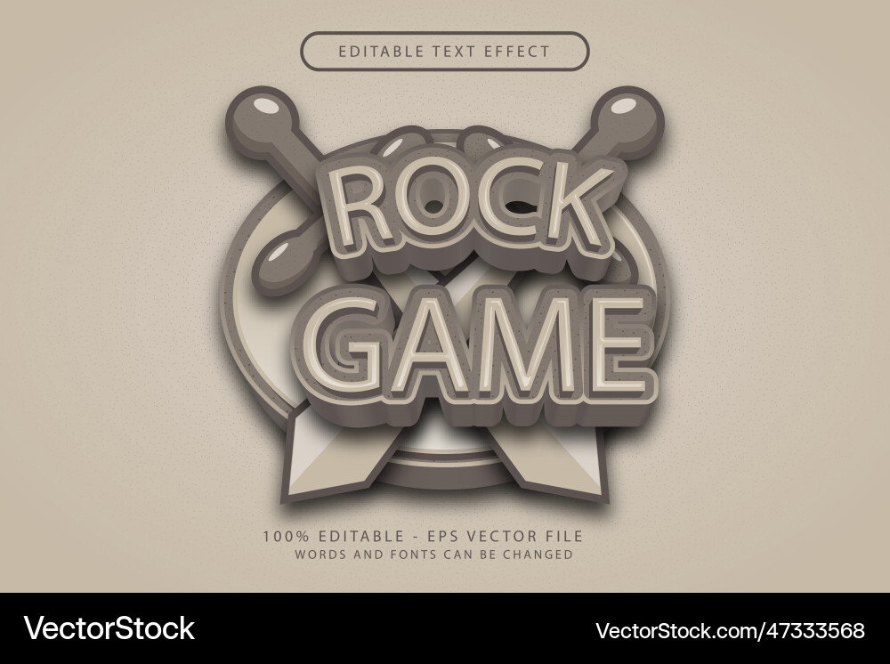 Rock game text with blue color 3d effect Rock game text with blue color 3d effect vector image