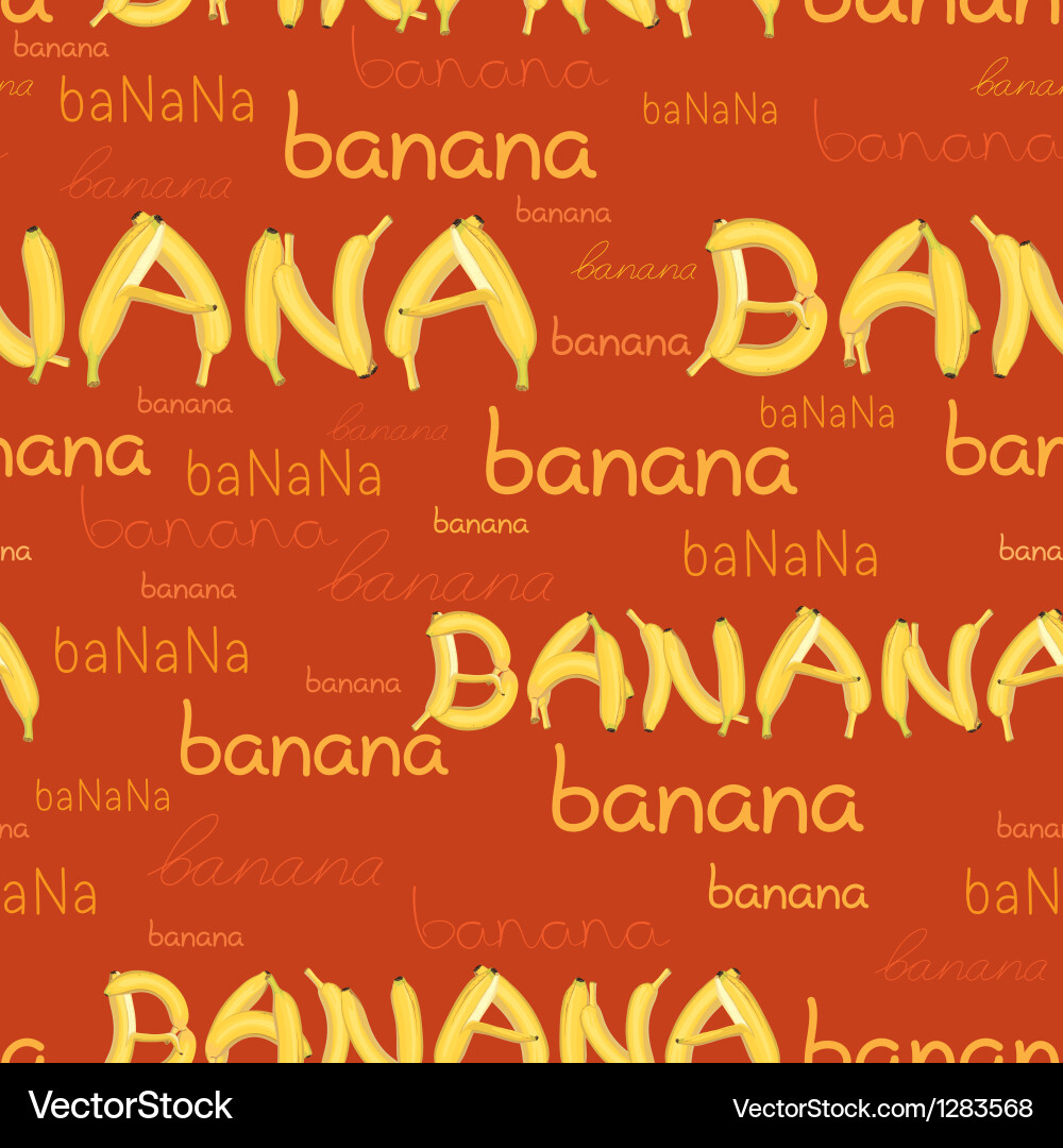 Seamless pattern of bananas and letters Vector Image