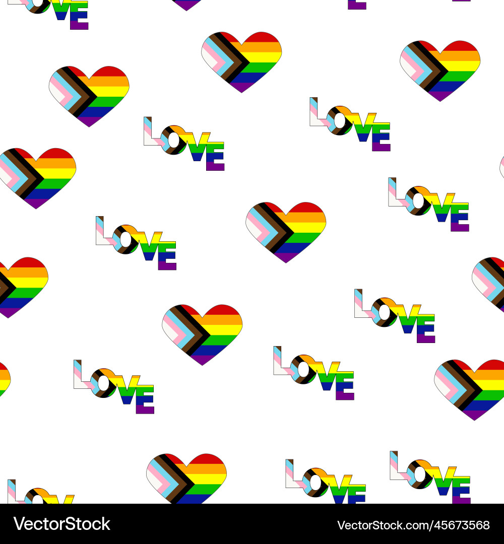 Seamless pattern with new lgbt flag hearts text Seamless pattern with new lgbt flag hearts text vector image