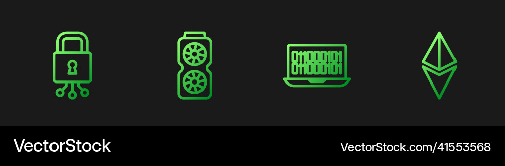 Set line binary code cyber security video Set line binary code cyber security video vector image