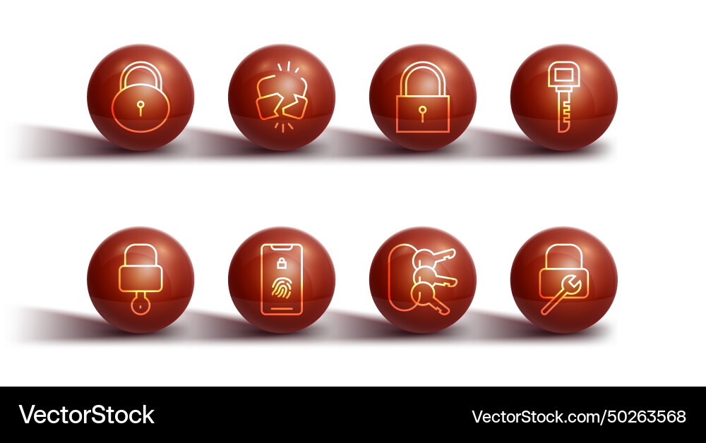Set line lock and key bunch of keys mobile Vector Image