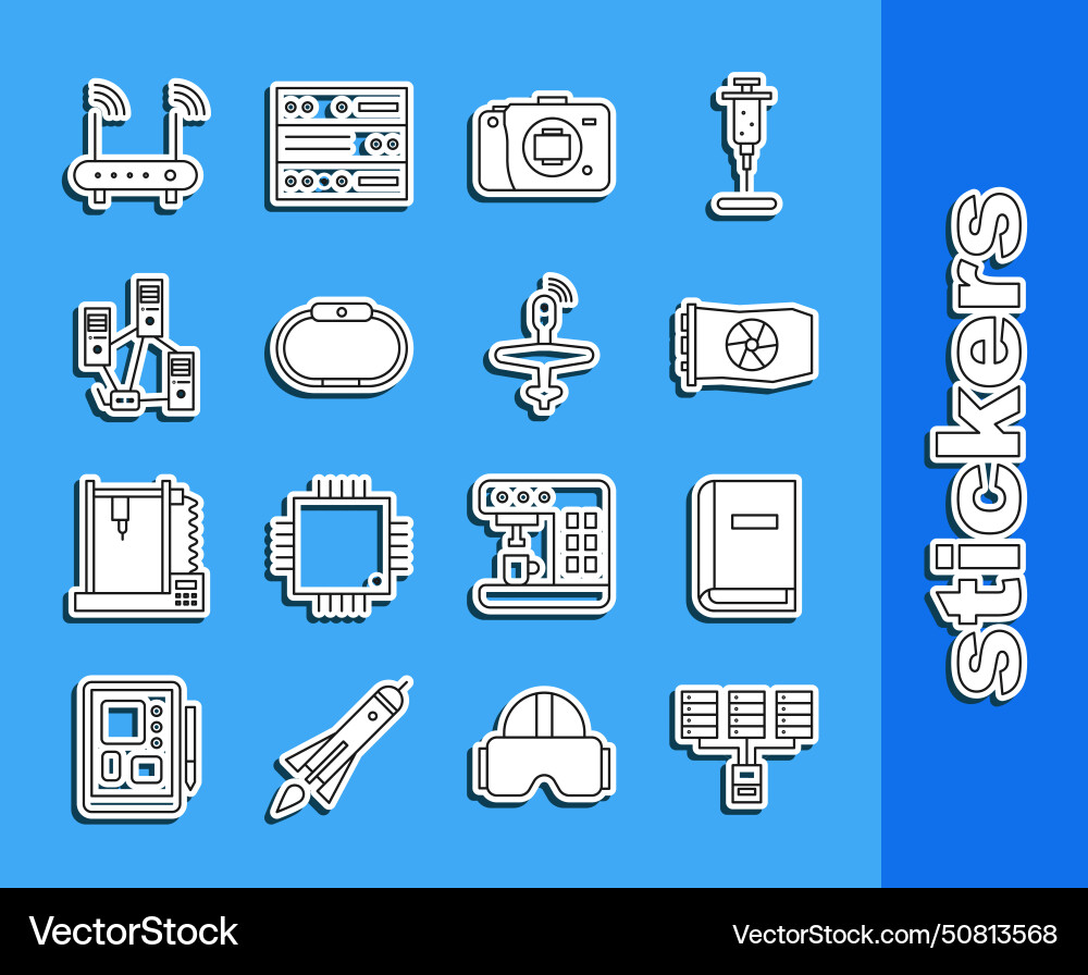 Set line server data web hosting user manual vector image