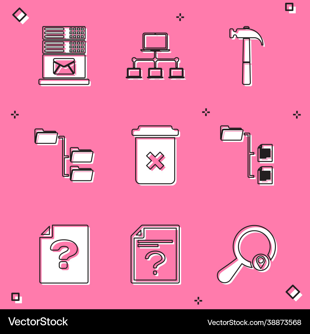 Set mail server computer network hammer folder vector image