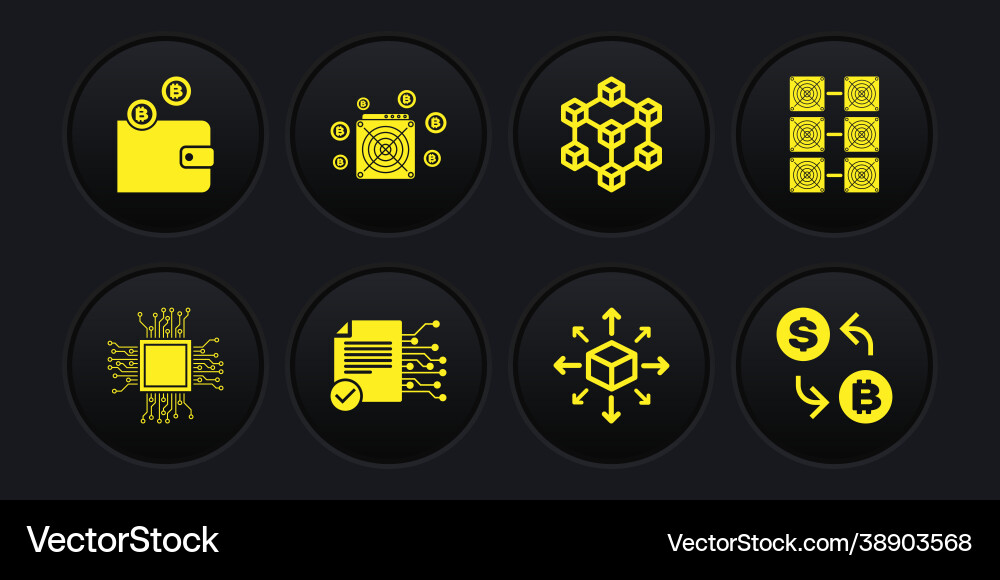 Set processor mining farm smart contract Set processor mining farm smart contract vector image