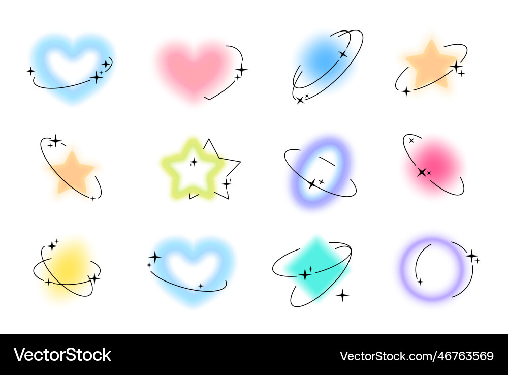 Abstract blurred color gradient shapes set vector image