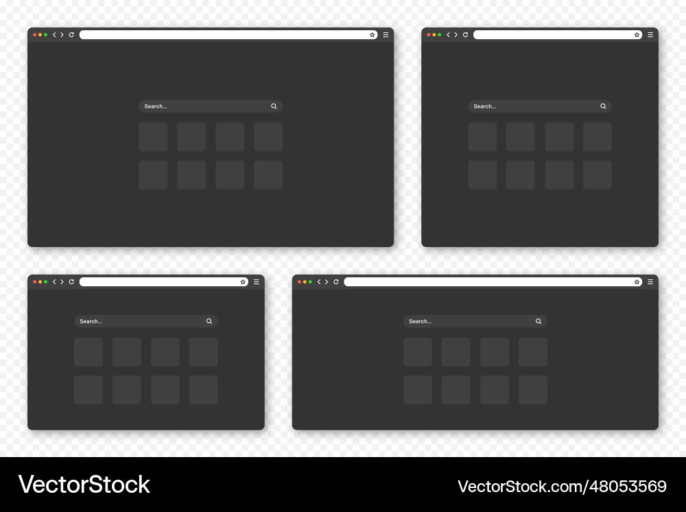 Blank web browser window with toolbar and search Vector Image