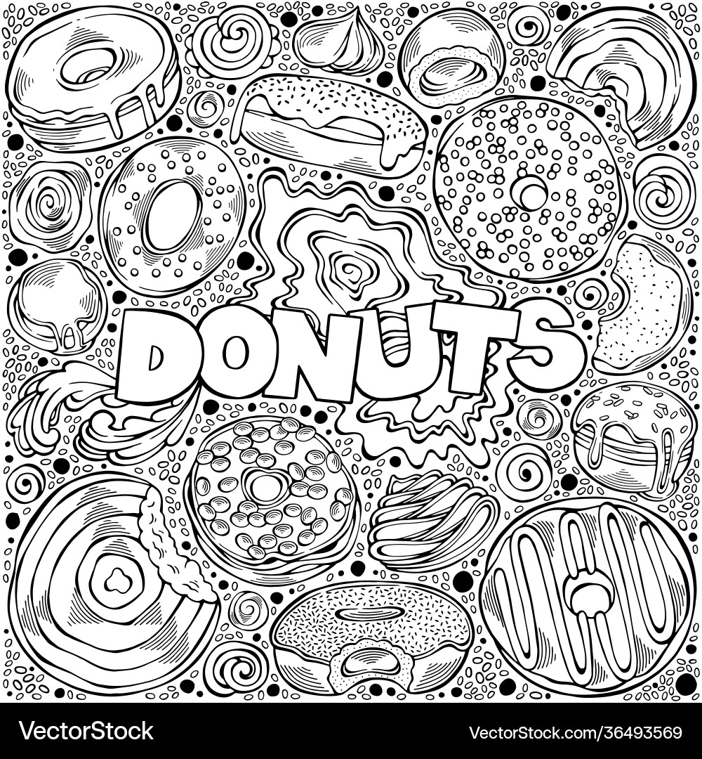 Collection with objects and symbols donuts Vector Image