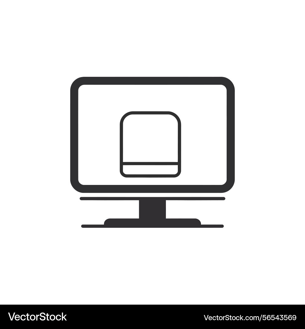 Computer monitor with rounded box icon displayed vector image