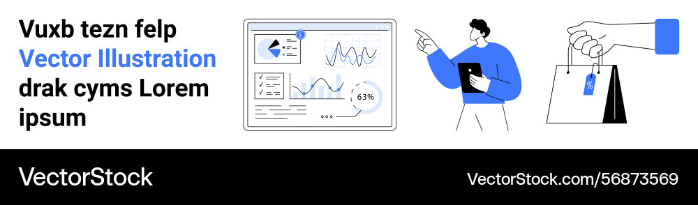 Data analysis presentation with graphs shopping vector image