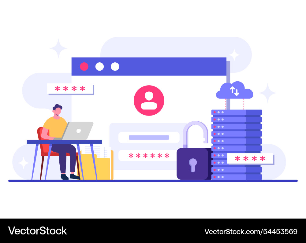 Database protection cyber security data center Database protection cyber security data center Vector Image