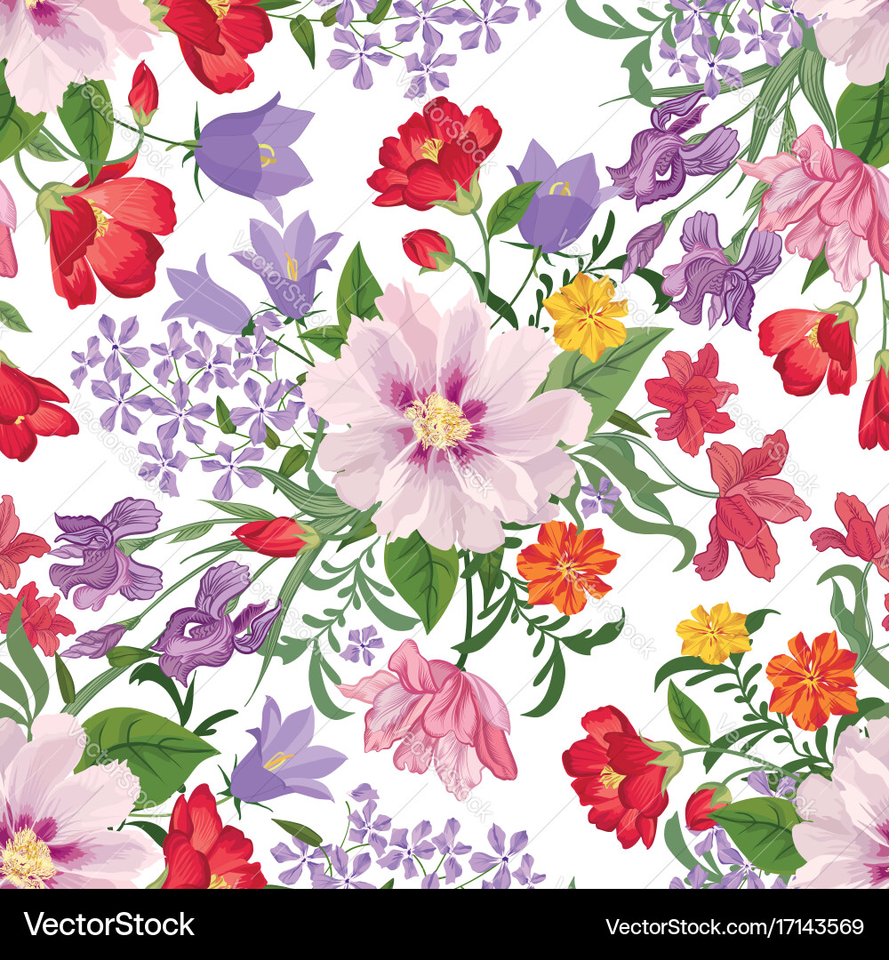 Floral Seamless Flower Background Vector Image
